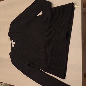 LIKE NEW MICHEAL Michael Kors Black Asymetrical Gold Zipper Detail Sweater